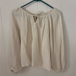 Universal Thread Cream Pleated Tie Front Blouse